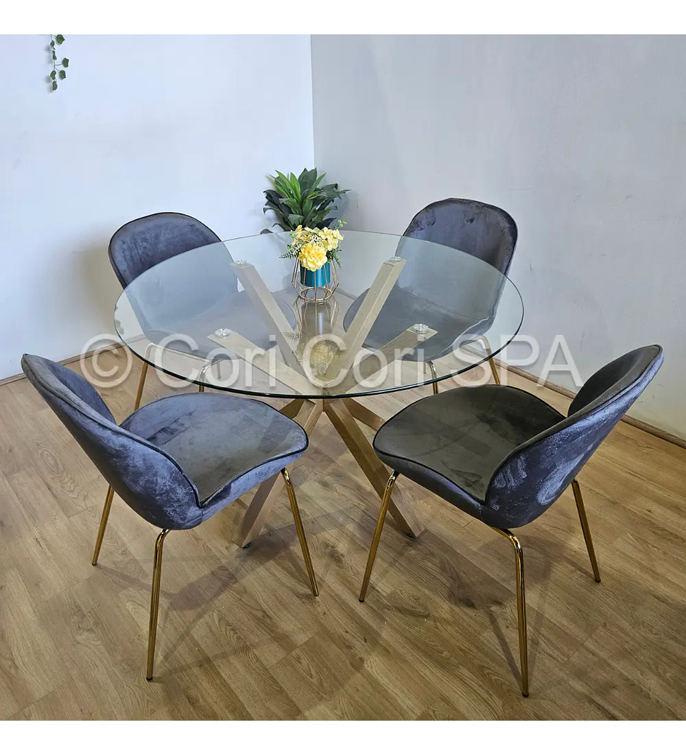 Comedor Warwick 100cm + 4 Sillas Beetle