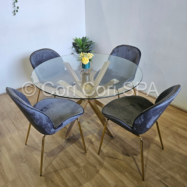 Comedor Warwick 100cm + 4 Sillas Beetle 10