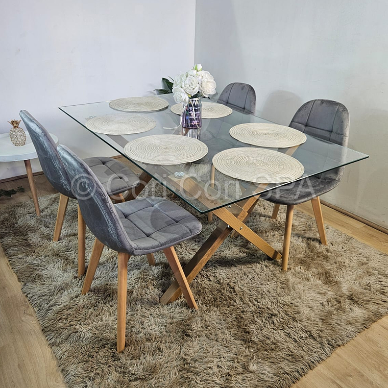 Comedor Medlock 140 x 90cm + 4  Sillas Capitonne Velvet  1