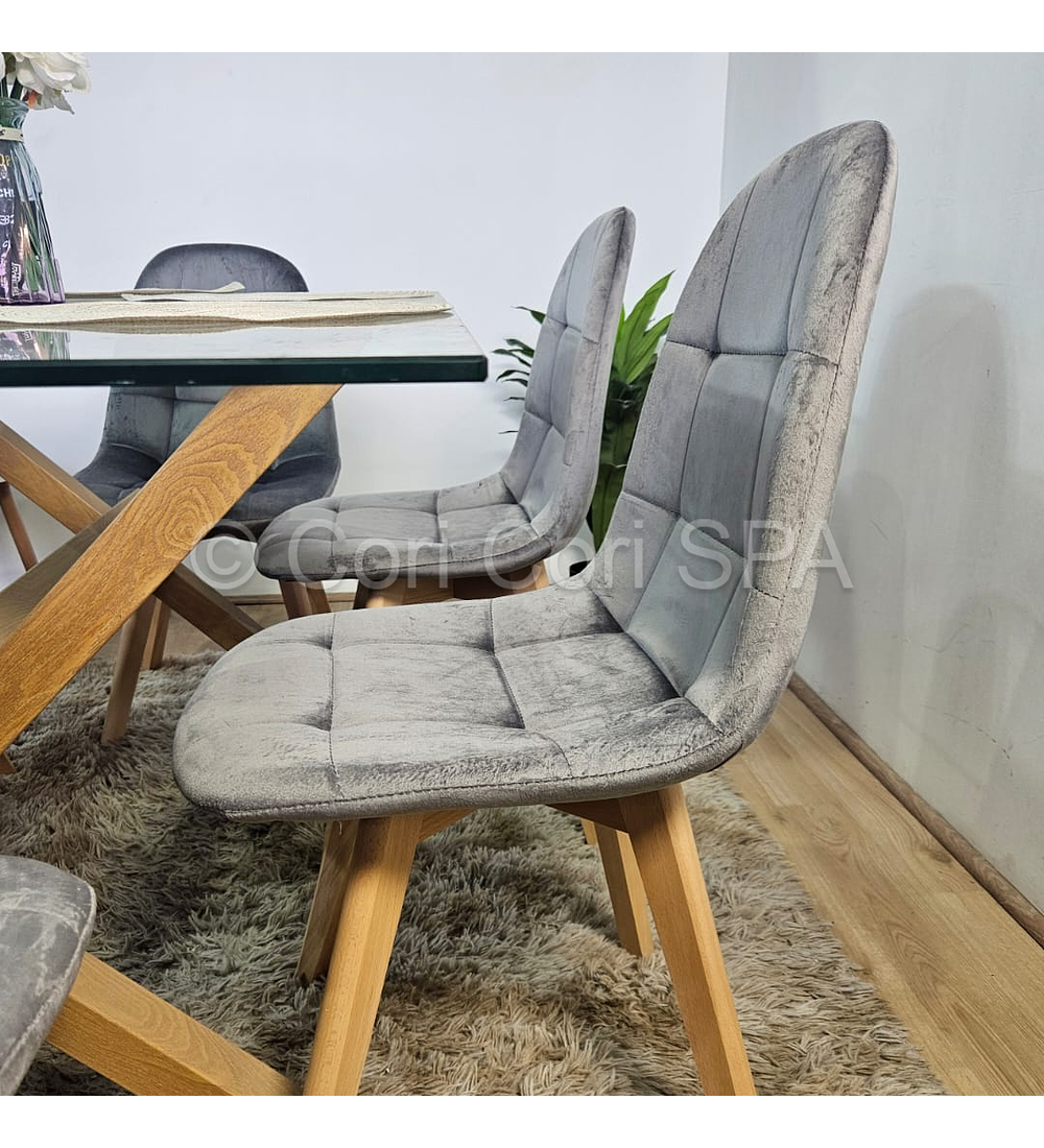 Comedor Medlock 140 x 90cm + 6  Sillas Capitonne Velvet 