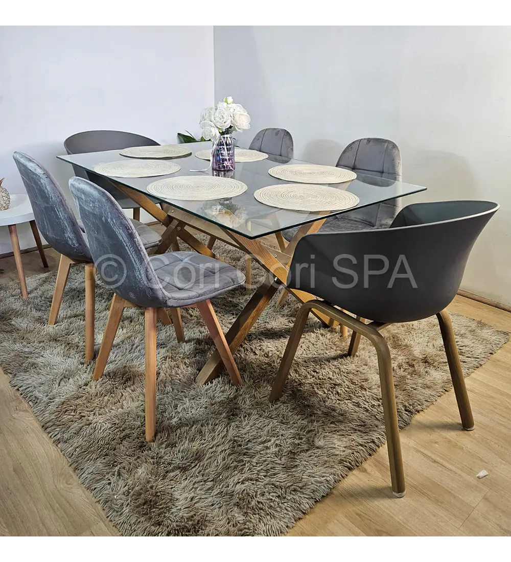 Comedor Medlock 140x90cm + 4  Sillas Capitonne Velvet + 2 Sillas Cup