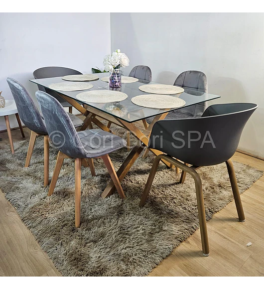 Comedor Medlock 140x90cm + 4  Sillas Capitonne Velvet + 2 Sillas Cup