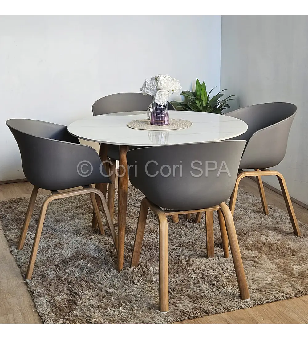 Comedor Mármol 80cm + 4 Sillas Cup