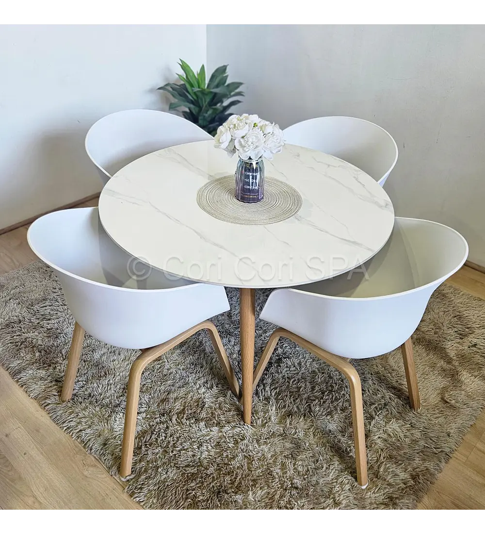 Comedor Mármol 80cm + 4 Sillas Cup