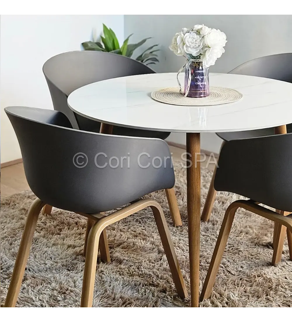 Comedor Mármol 80cm + 4 Sillas Cup