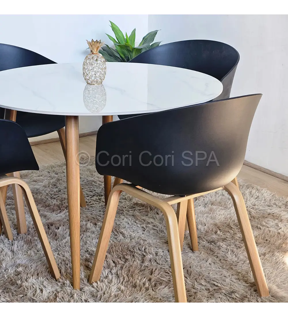 Comedor Mármol 80cm + 4 Sillas Cup