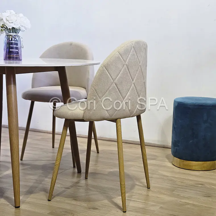 Comedor Mesa Mármol 80cms + 4 Sillas Bread Lino Wood 4