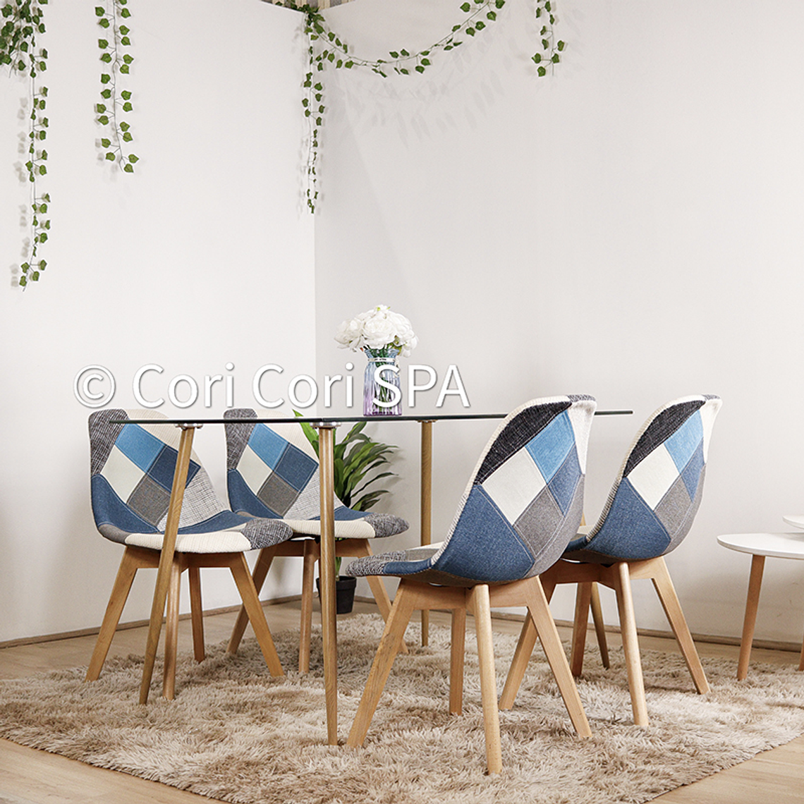 Comedor Rubi 120x80 + 4 Sillas Patchwork Wood 4