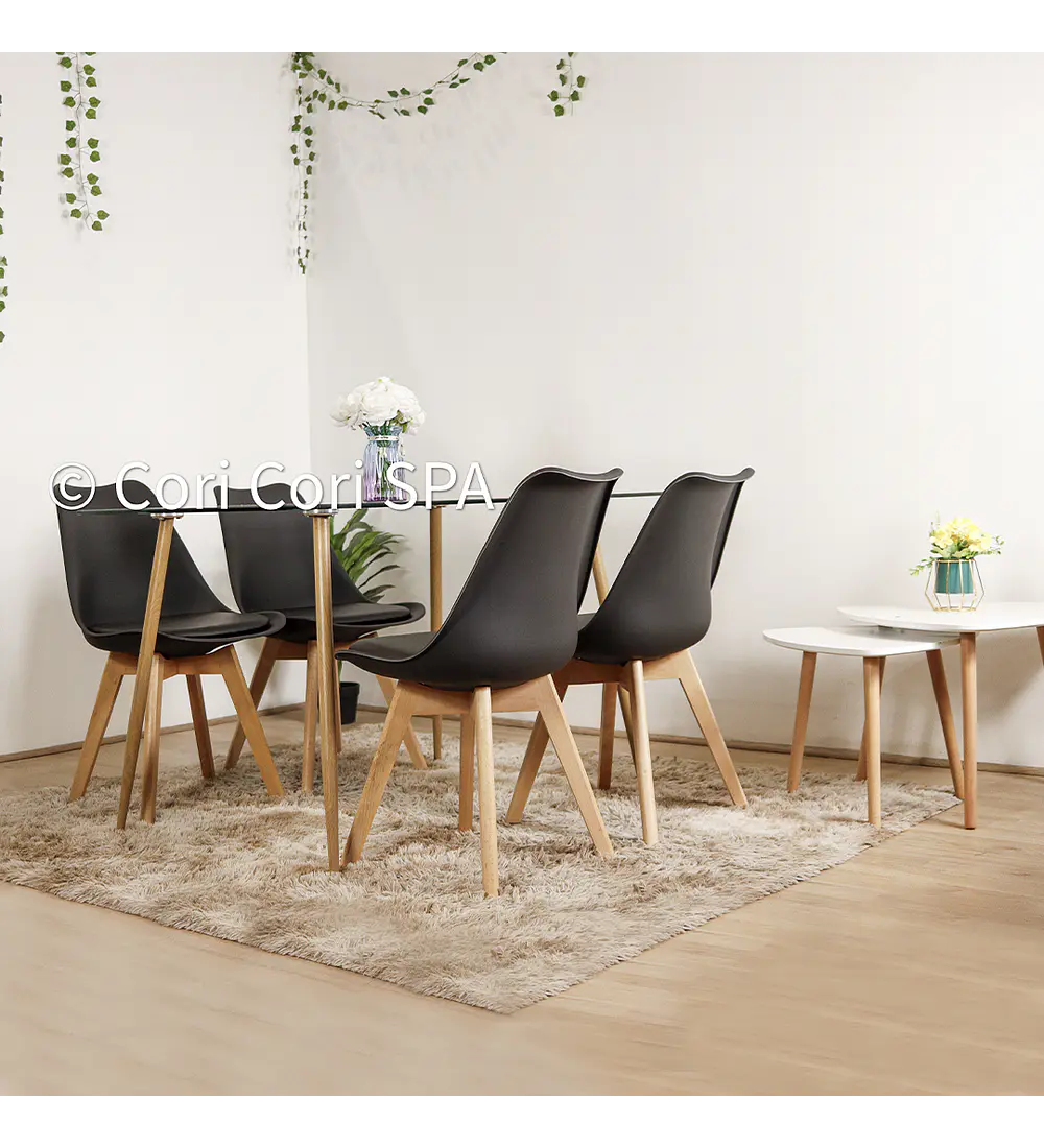 Comedor Rubi 130x80cms + 6 Sillas Tulip