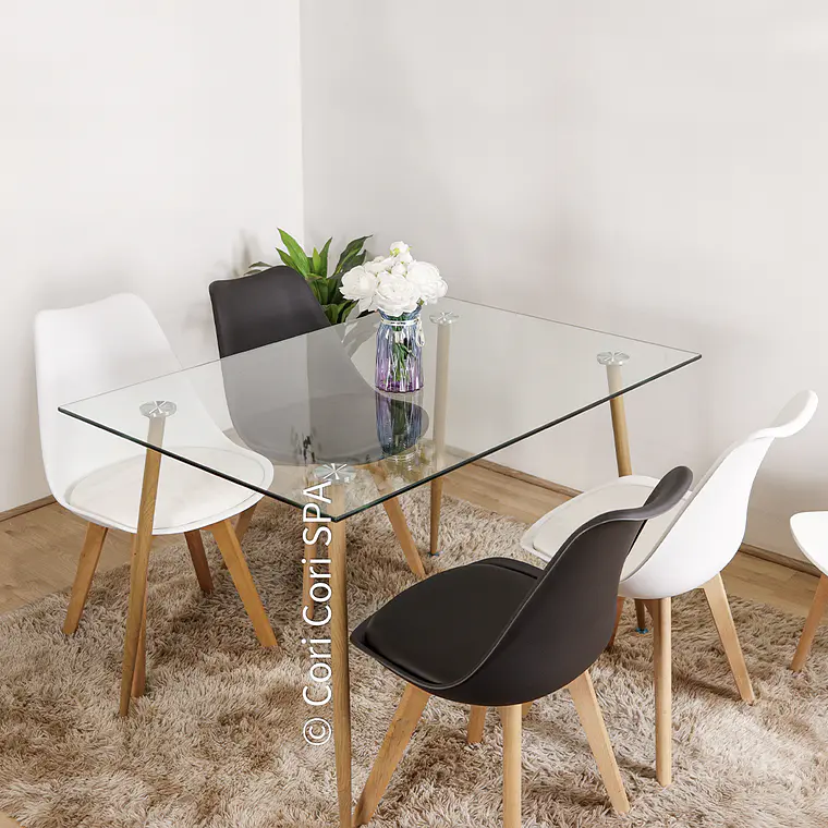 Comedor Rubi 130x80cms + 6 Sillas Tulip 12