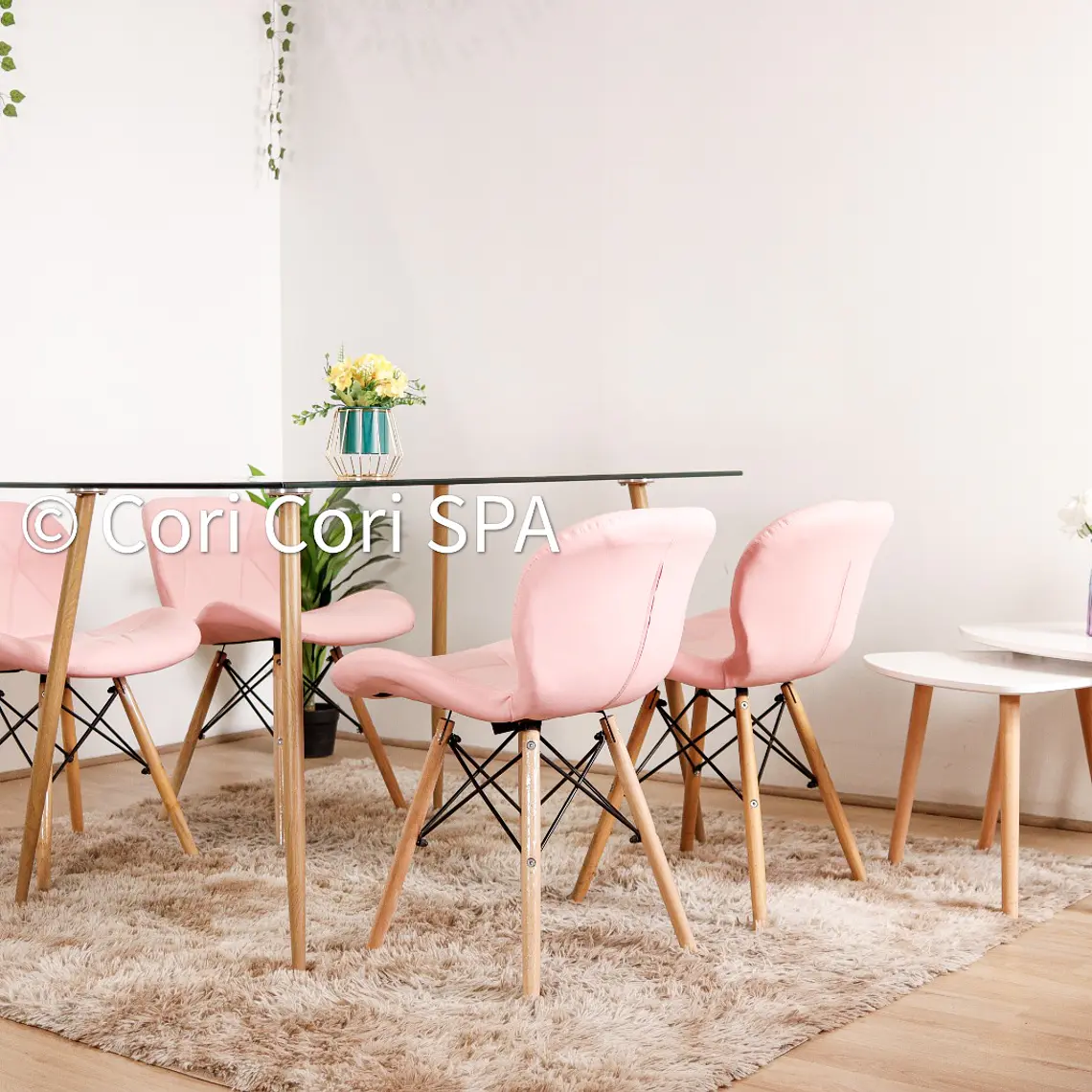 Comedor Rubi  130x80cms + 4 Sillas Eames Mariposa Ecocuero 3