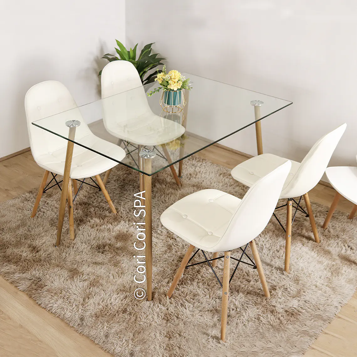 Comedor Rubi 130x80cms + 4 Sillas Capitonne Eames Ecocuero 2