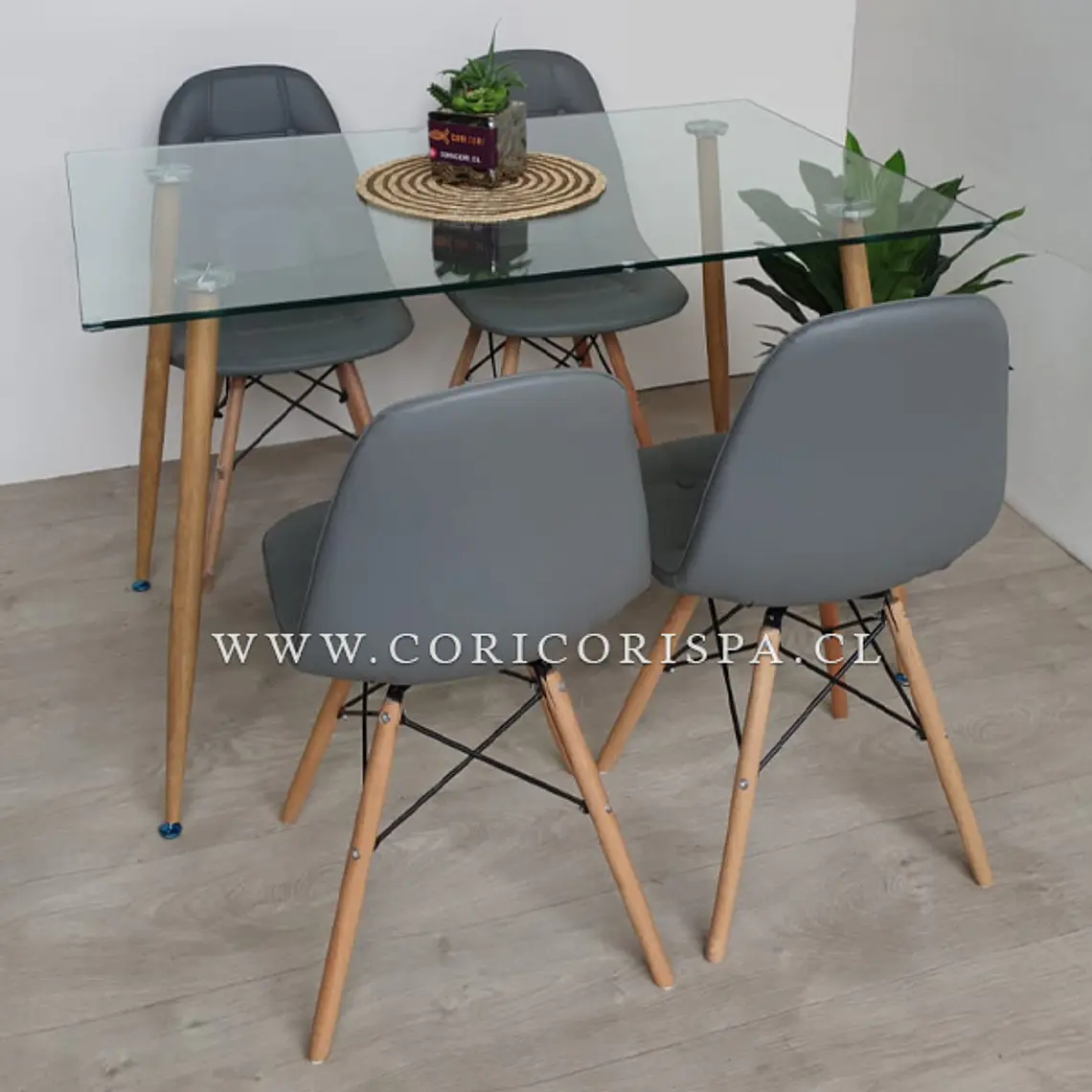 Comedor Rubi 130x80cms + 4 Sillas Capitonne Eames Ecocuero 3