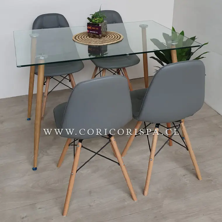 Comedor Rubi 130x80cms + 4 Sillas Capitonne Eames Ecocuero 3