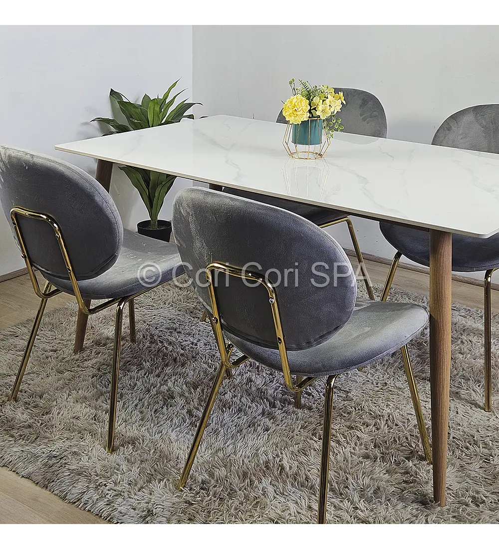 Comedor Mesa Mármol 140X80cm  + 4 Sillas Karu