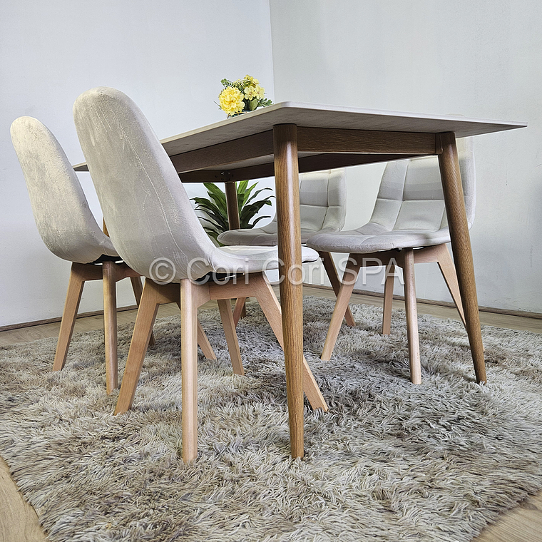 Comedor Mármol 120x80cm  + 4 Sillas Capitonne Velvet 4