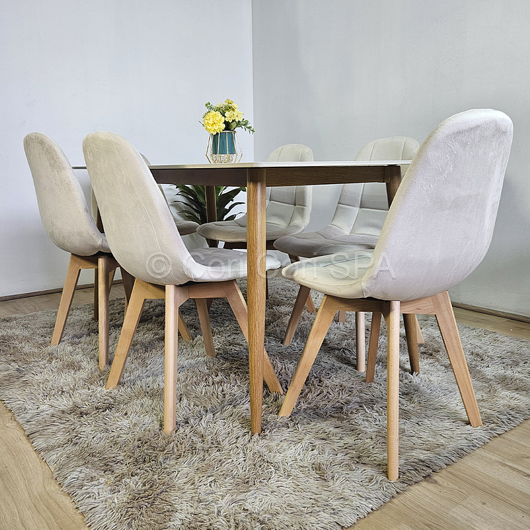 Mármol 120x80cm  + 6 Sillas Capitonne Velvet 4