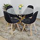 Comedor Mesa Warwick Gold 100cm + 4 Sillas Capitonne Velvet - Miniatura 1