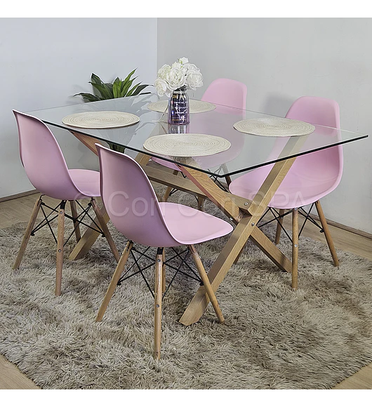 Comedor Medlock 140 x 90cm + 4 Sillas Eames 