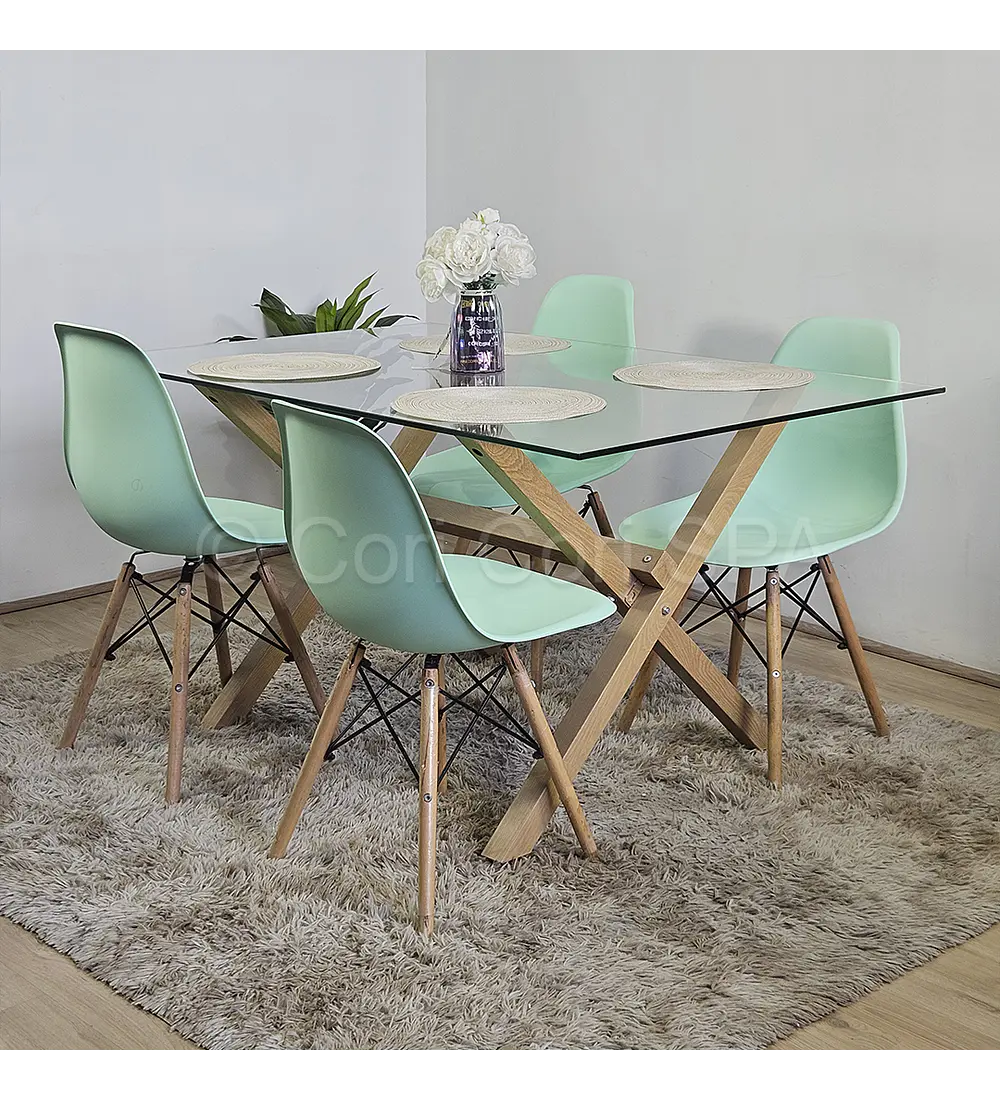 Comedor Medlock 140 x 90cm + 4 Sillas Eames 