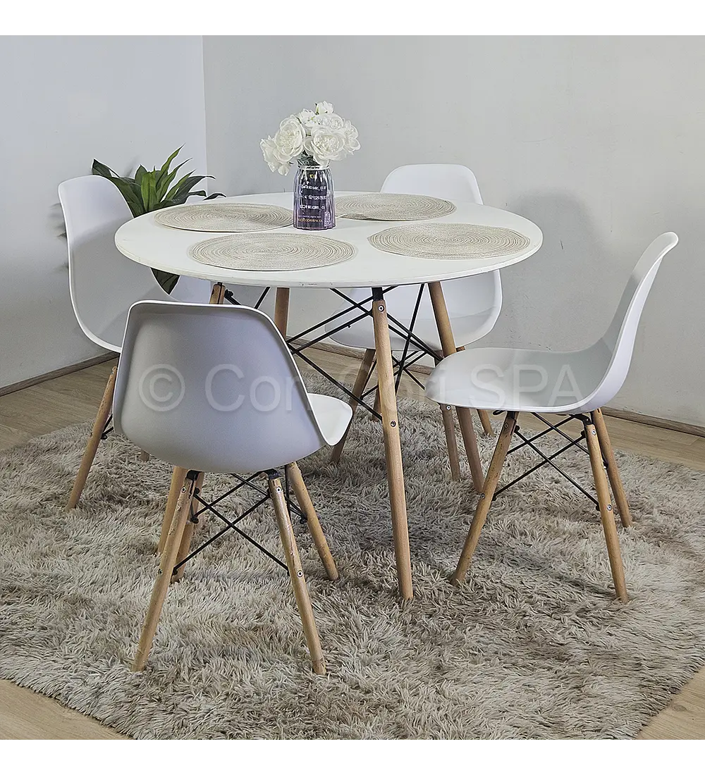 Comedor Mesa Eames Blanca 100cms + 4 Sillas Eames