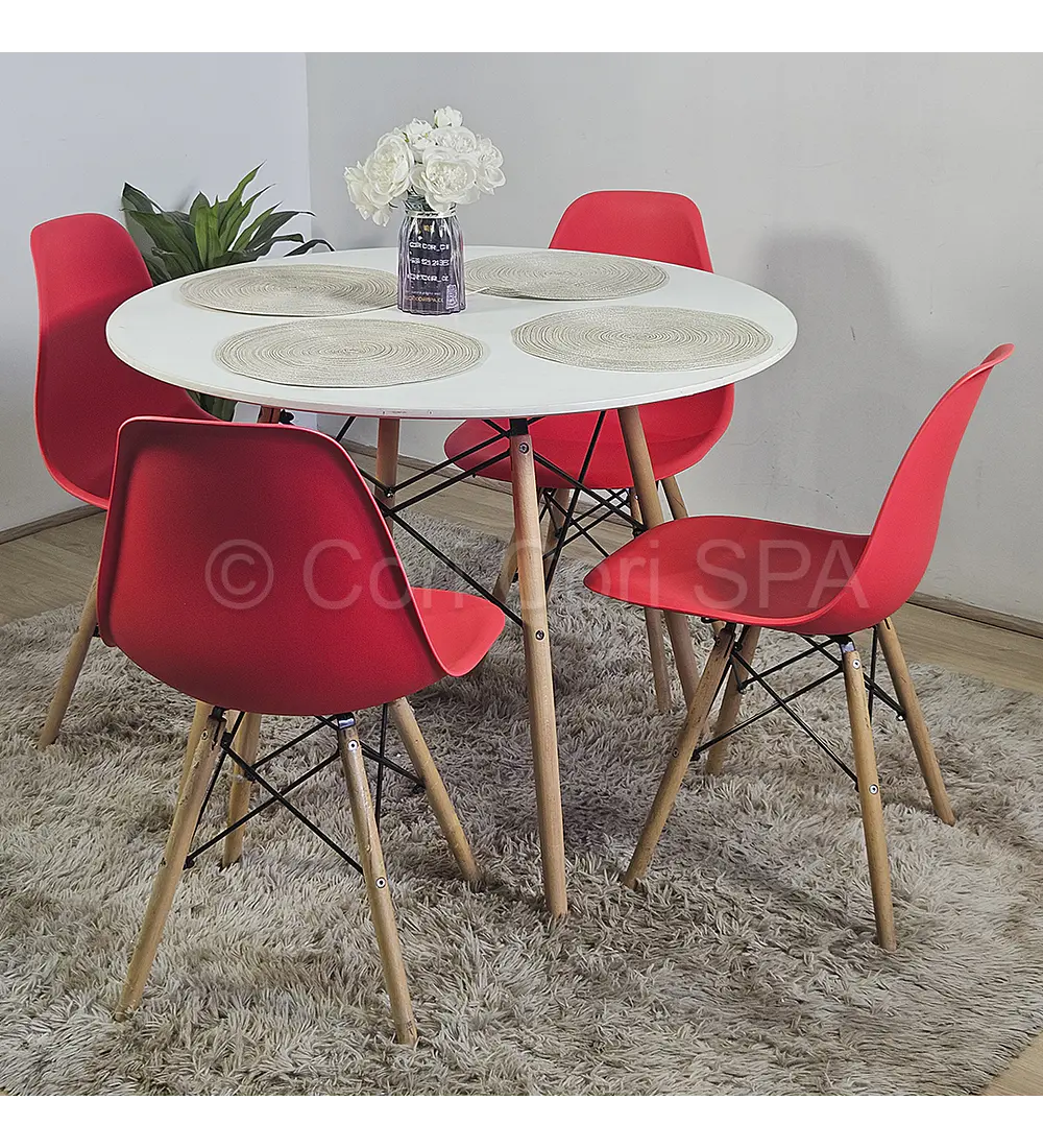 Comedor Mesa Eames Blanca 100cms + 4 Sillas Eames