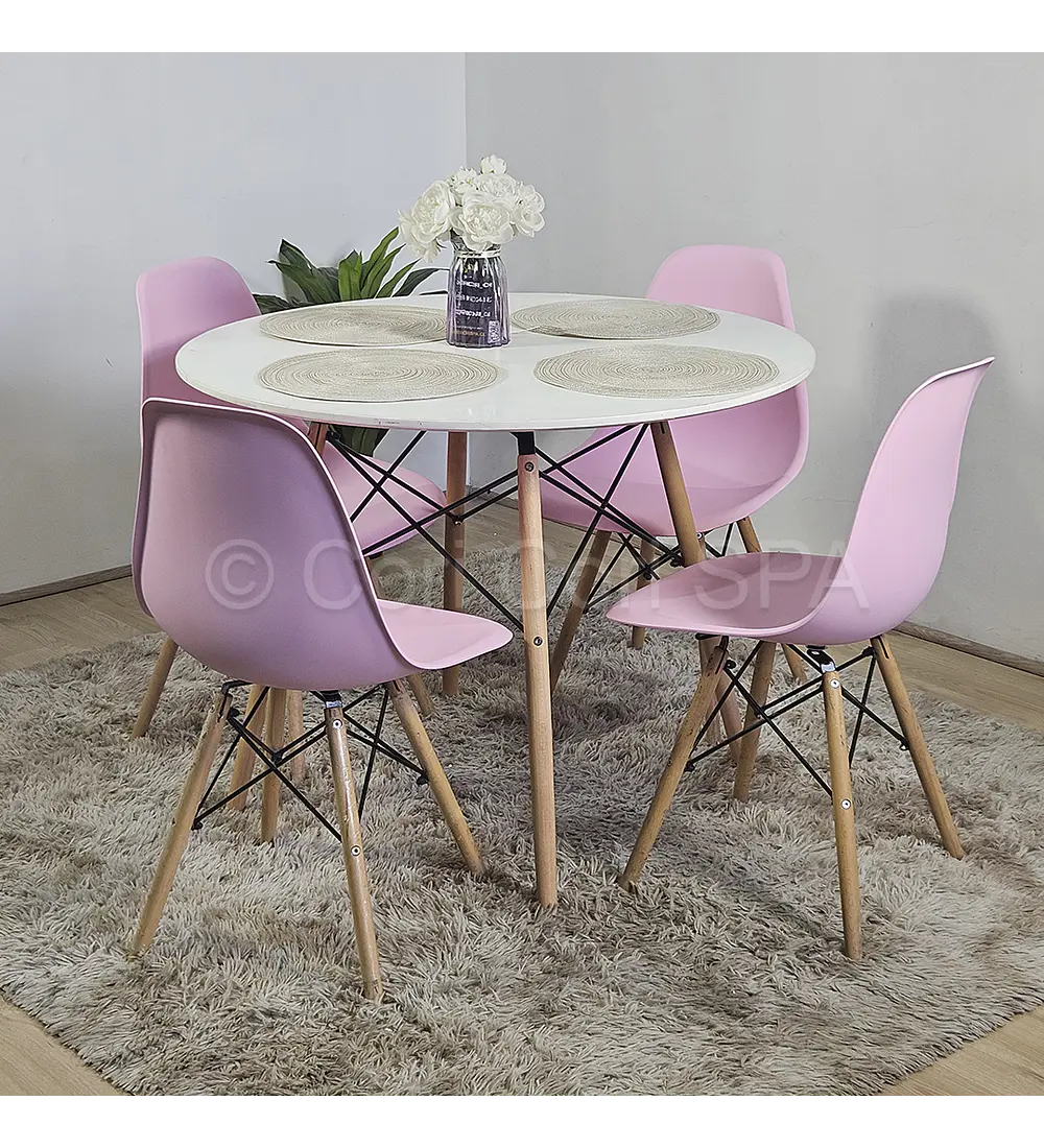 Comedor Mesa Eames Blanca 100cms + 4 Sillas Eames