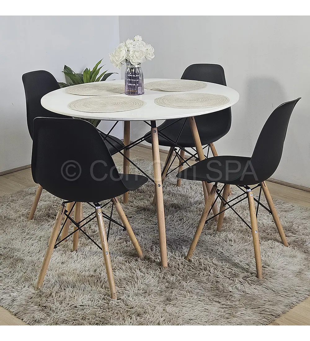 Comedor Mesa Eames Blanca 100cms + 4 Sillas Eames