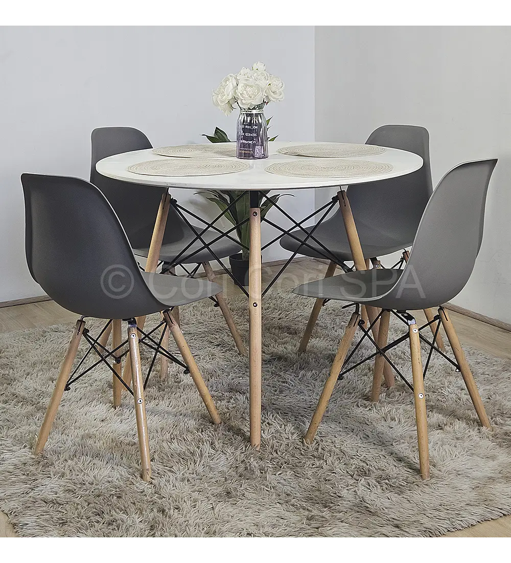 Comedor Mesa Eames Blanca 100cms + 4 Sillas Eames