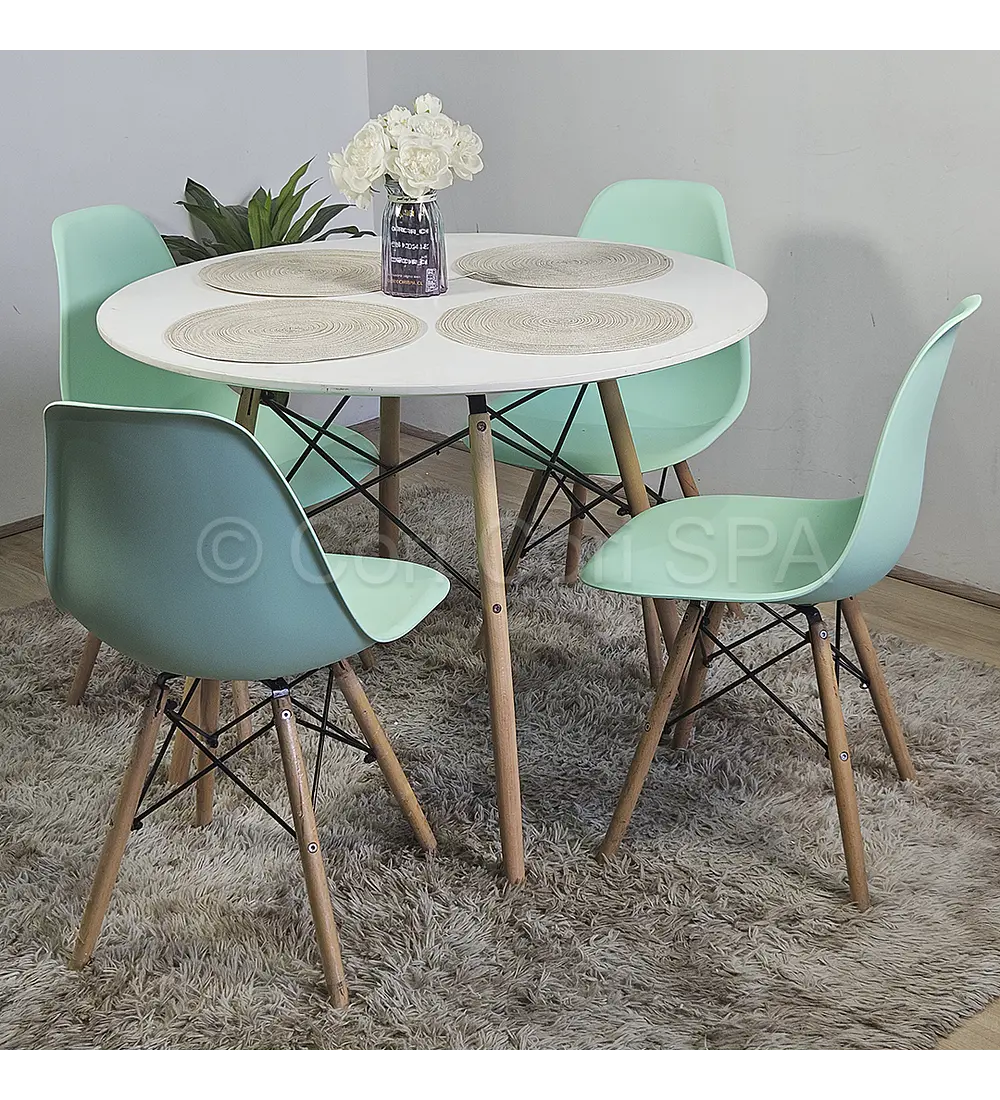 Comedor Mesa Eames Blanca 100cms + 4 Sillas Eames
