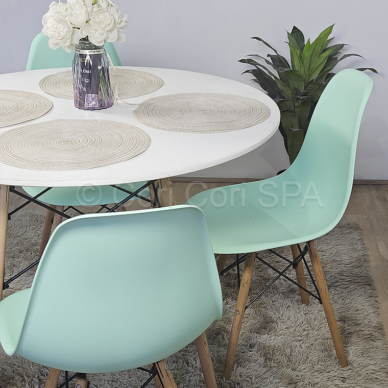 Comedor Mesa Eames Blanca 100cms + 4 Sillas Eames 8