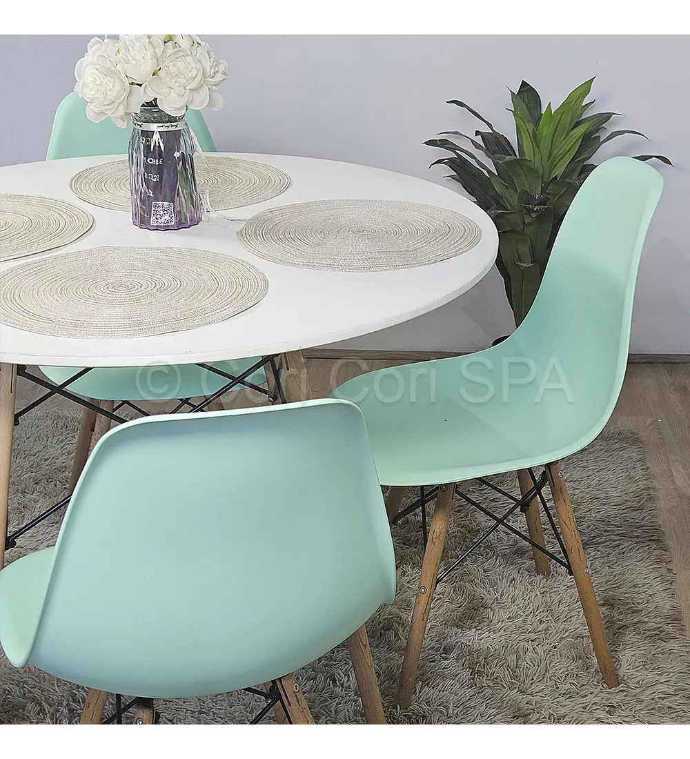 Comedor Eames Blanca 80cms + 4 Sillas Eames