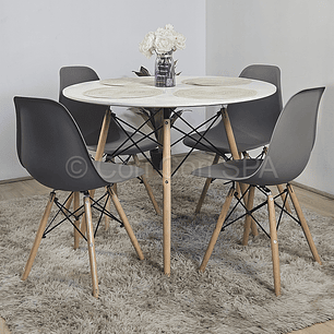 Comedor Eames Blanca 80cms + 4 Sillas Eames