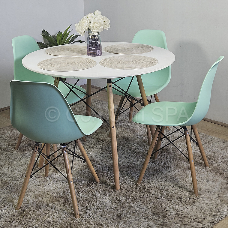 Comedor Eames Blanca 80cms + 4 Sillas Eames 5