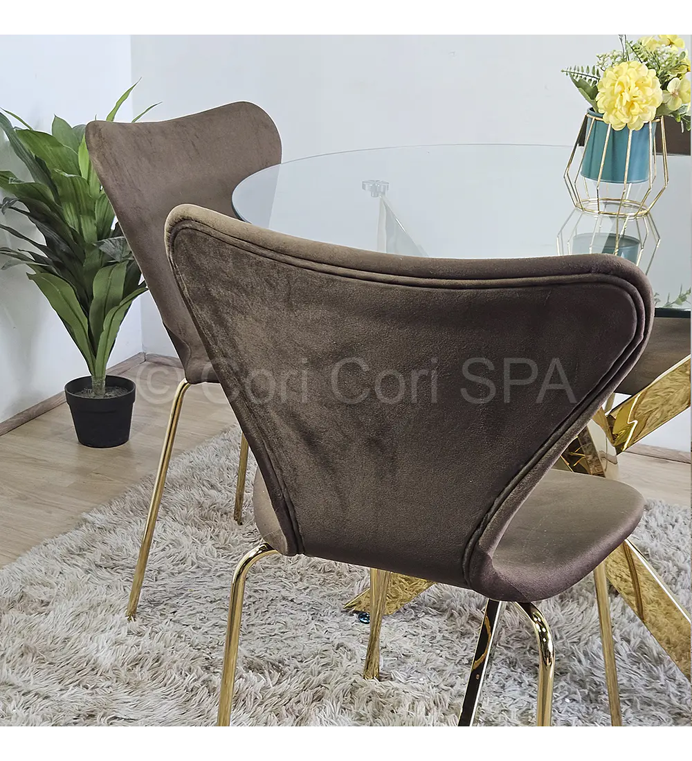 Comedor Dubai Gold 100cm + 4 Sillas Corazon 