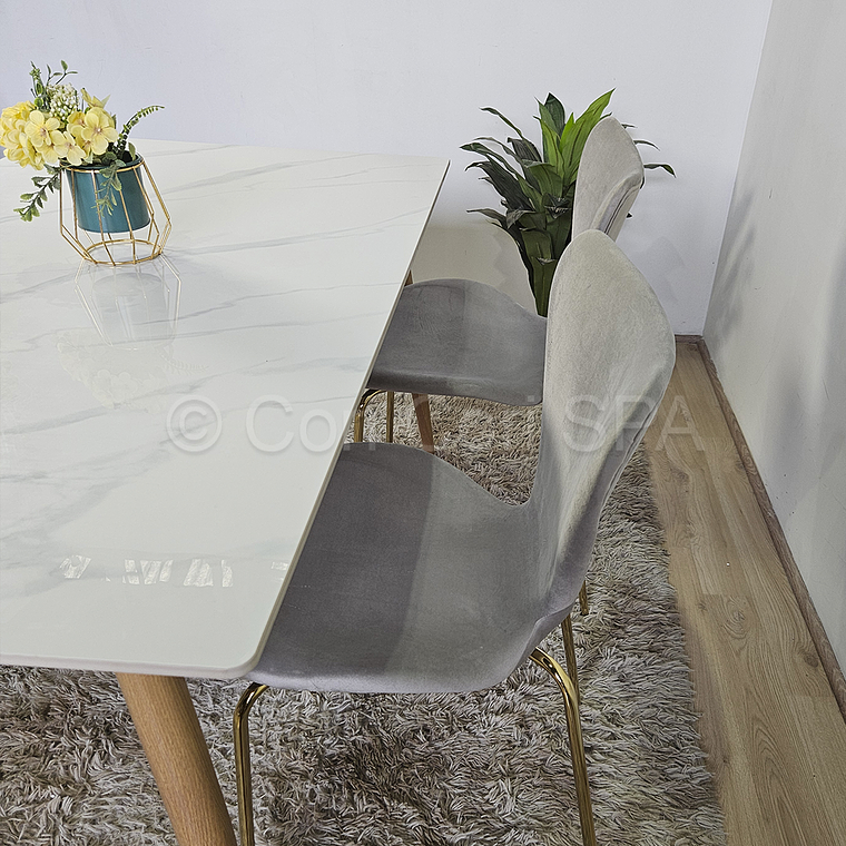 Comedor Mármol 120x80cm  + 4 Sillas Corazón 5