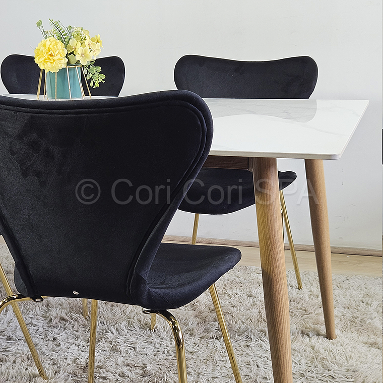 Comedor Mármol 120x80cm  + 4 Sillas Corazón 7