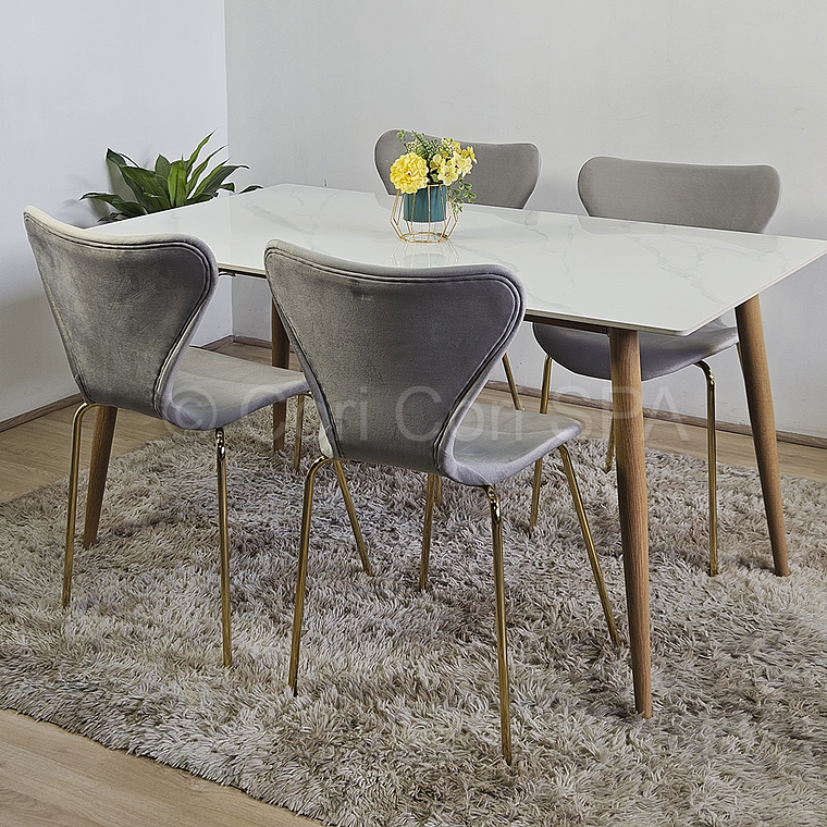 Comedor Mármol 120x80cm  + 4 Sillas Corazón 4