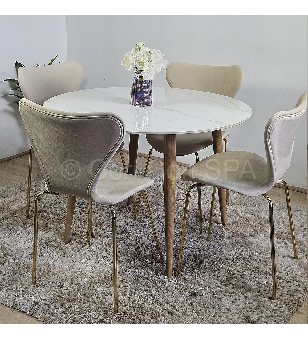 Comedor Mármol 100cm  + 4 Sillas Corazón
