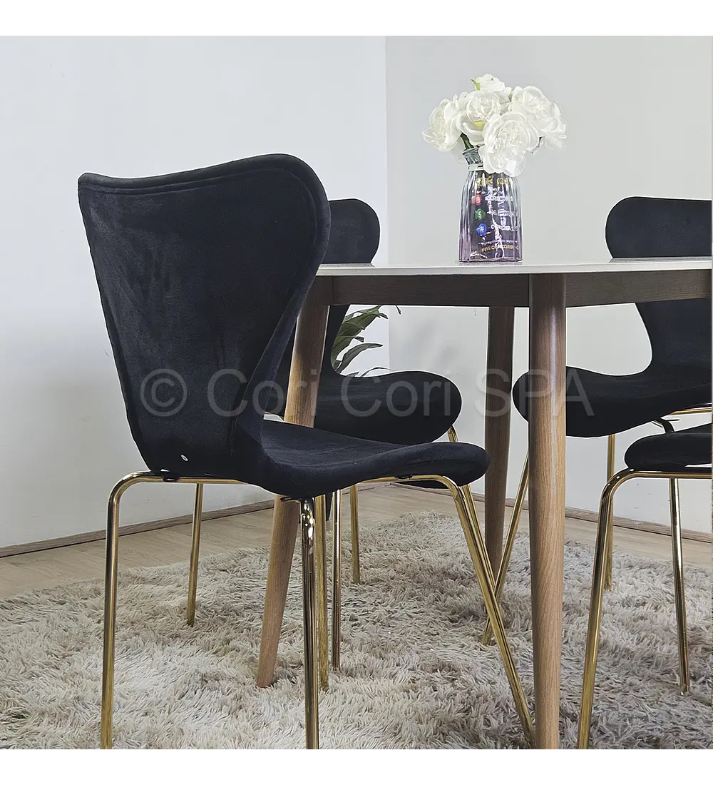 Comedor Mesa Mármol 80cm  + 4 Sillas Corazón