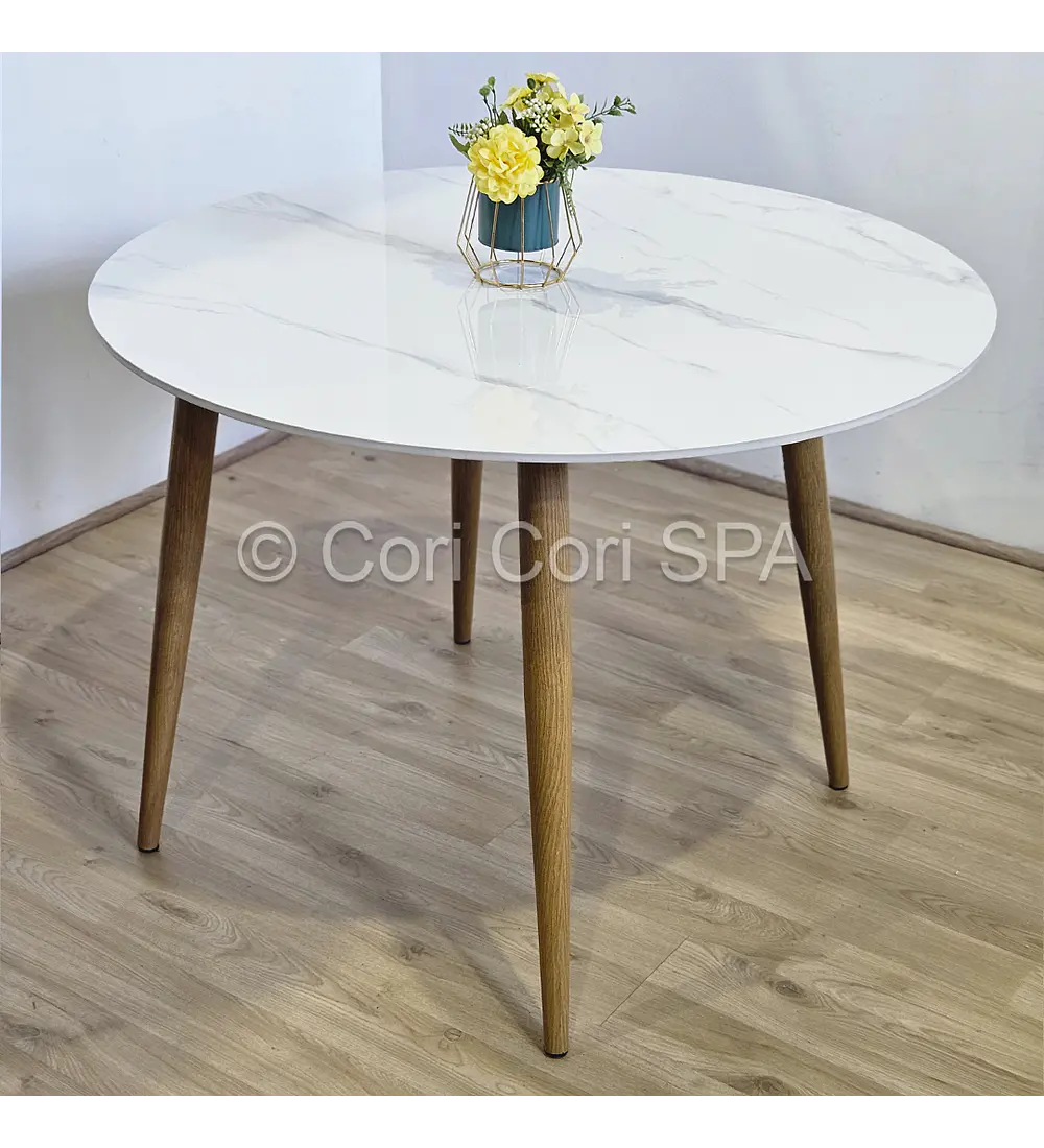 Comedor Mesa Mármol 80cm  + 4 Sillas Corazón