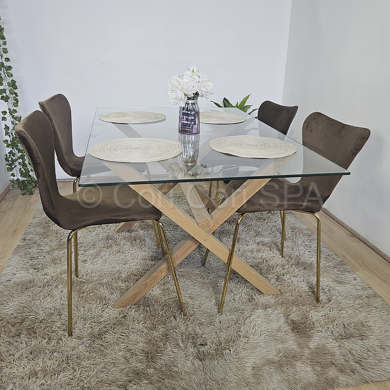 Comedor Medlock 140 x 90cm+ 4 Sillas Corazón 2