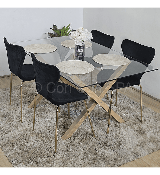 Comedor Medlock 140 x 90cm+ 4 Sillas Corazón