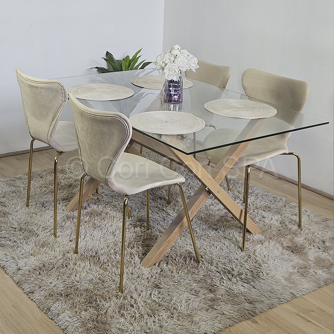 Comedor Medlock 140 x 90cm+ 4 Sillas Corazón 3