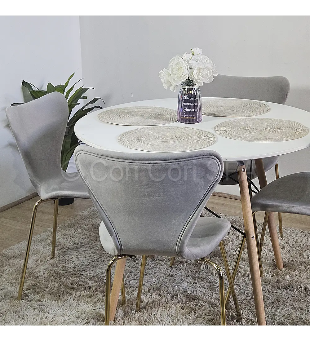 Comedor Eames Blanca 100cms + 4 Sillas Corazón 