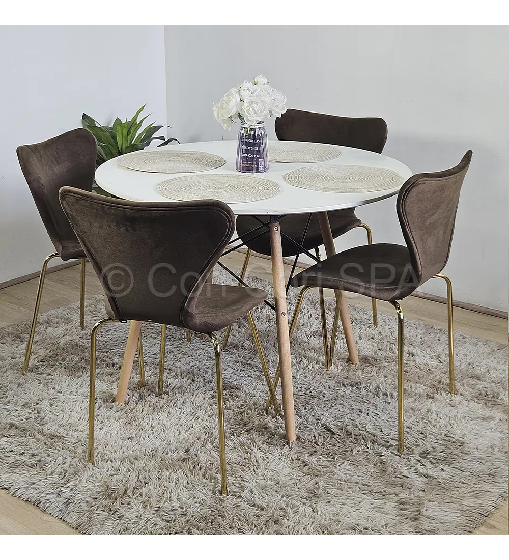Comedor Eames Blanca 100cms + 4 Sillas Corazón 