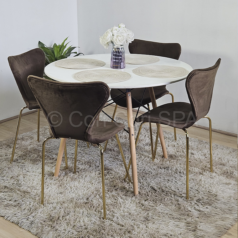 Comedor Mesa Eames Blanca 80cms + 4 Sillas Corazón 3