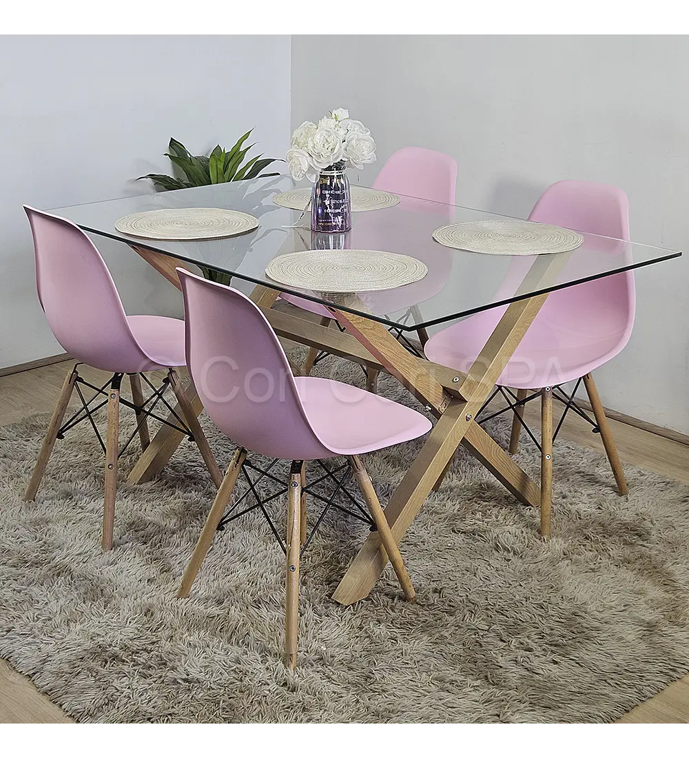 Comedor Medlock 140 x 90cm + 6 Sillas Eames 
