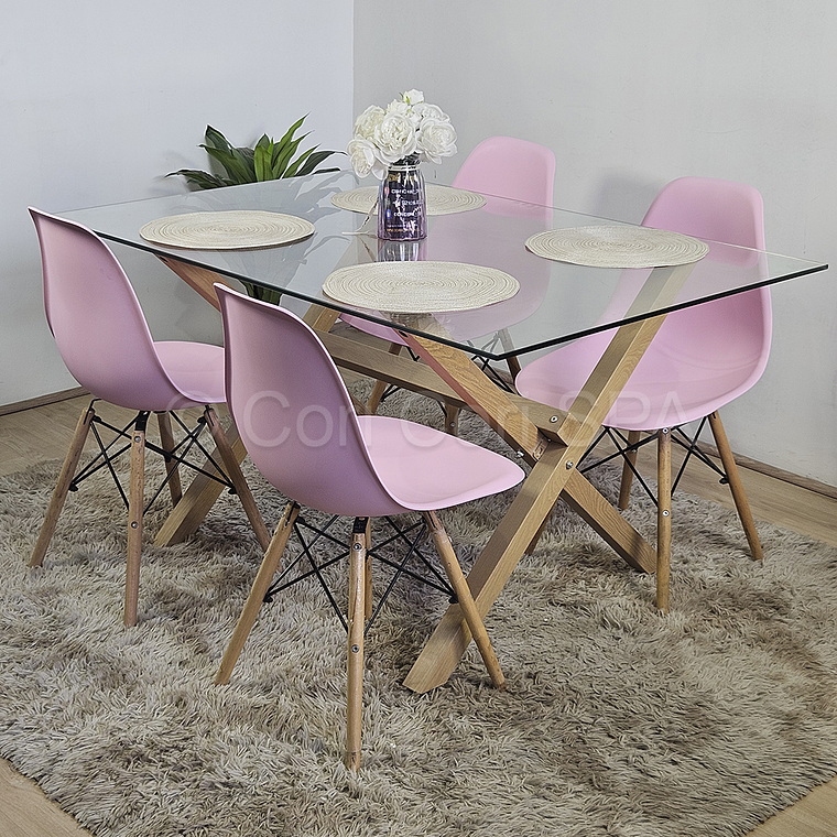 Comedor Medlock 140 x 90cm + 6 Sillas Eames  7