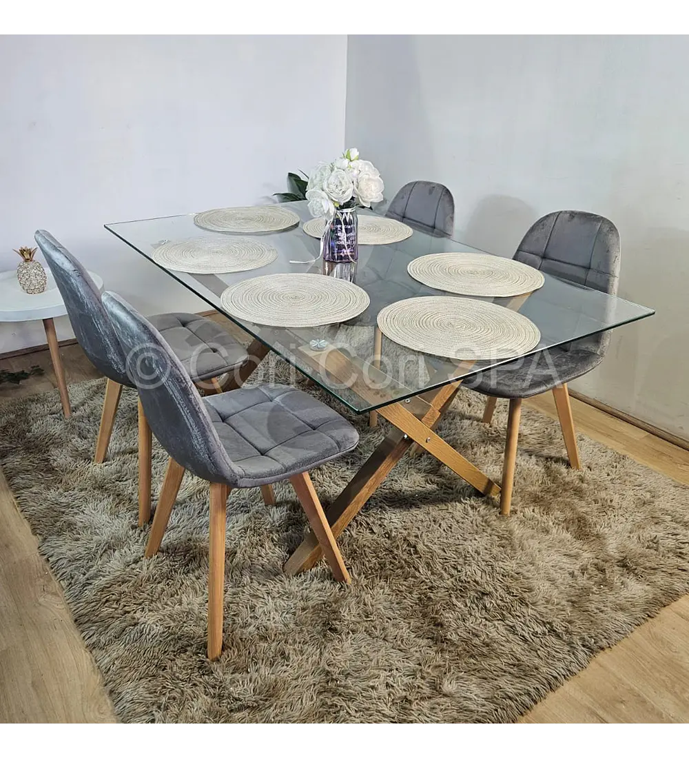 Comedor Medlock 130 x 80cm + 4  Sillas Capitonne Velvet 